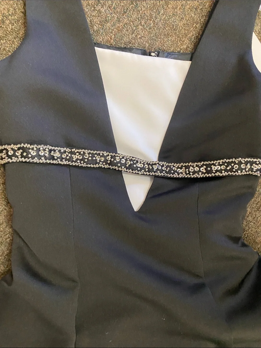 Girls Black A-Line Formal Dress with Beaded Waist